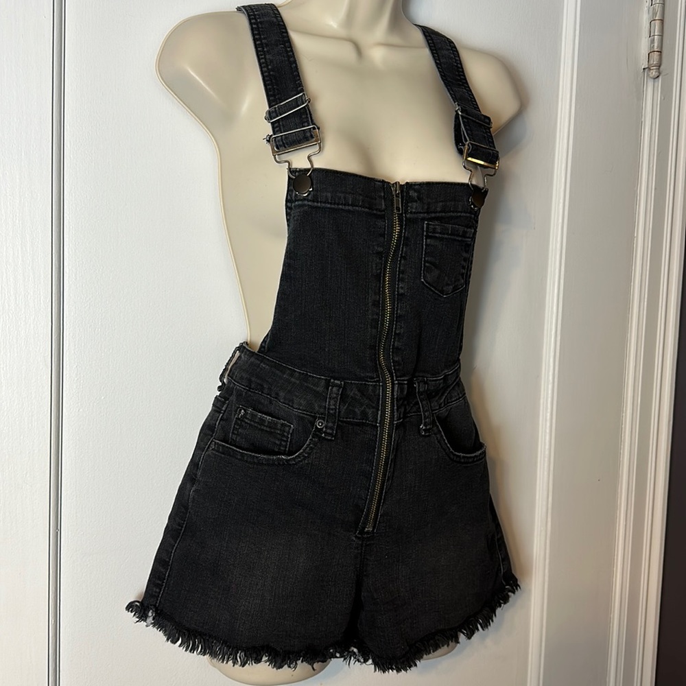 Lovesick Distressed Black Shorts Overalls Size 1